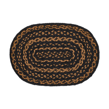 Black & Tan Jute Oval Placemat 10x15 VHC Brands - The Fox Decor